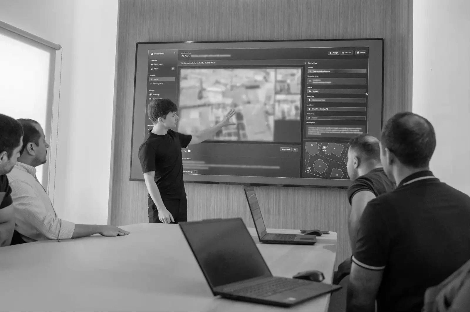 Team discussing industrial safety